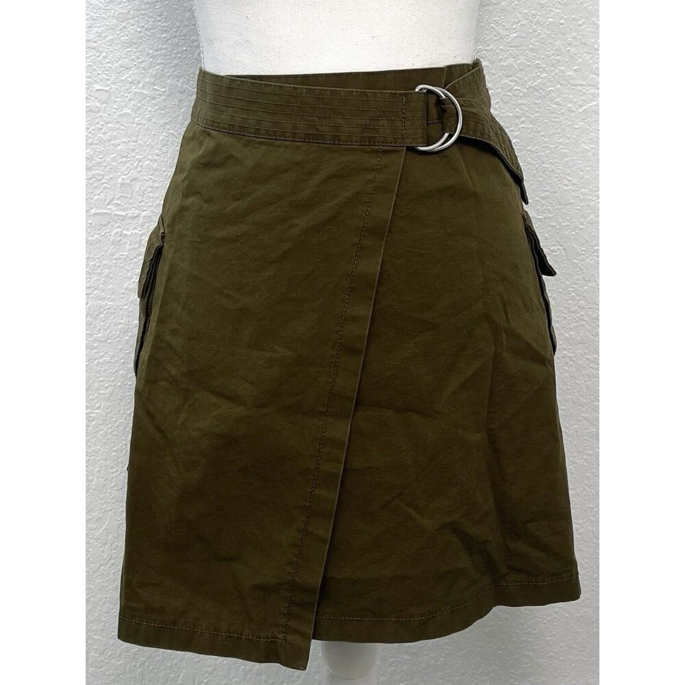 H&M Womens SIZE 6 Brown Twill Cargo Utility Belted A-Line Mini SKIRT EUC